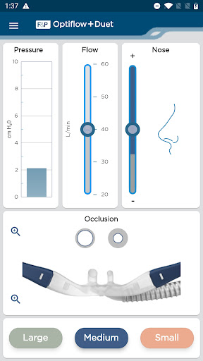 Android application F&P Optiflow Duet screenshort