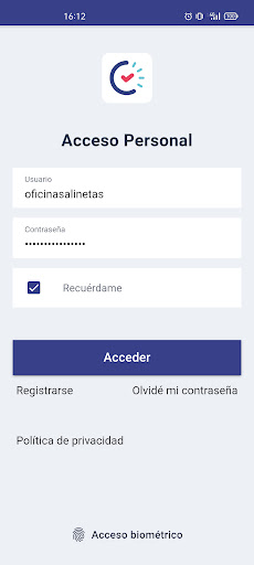 Android application Acceso personal screenshort