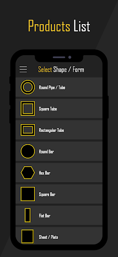 Metal Weight Calculator Screen 2