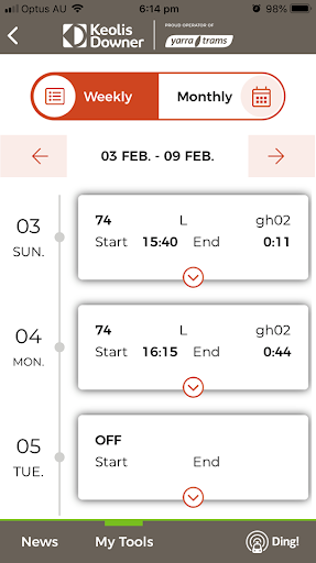 Ding! employee app Screen 3