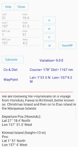 Mercator Sailing Screen 2