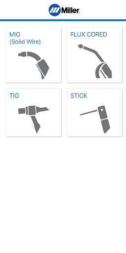 Android application Miller Weld Setting Calculator screenshort