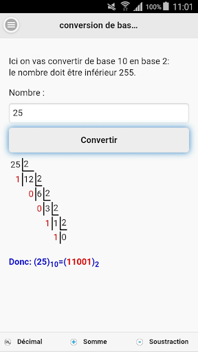 Nombre Décimal vers Binaire Screen 2