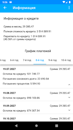 Credit calculator Screen 2