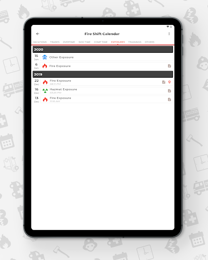 Screenshot of Fire Shift Calendar