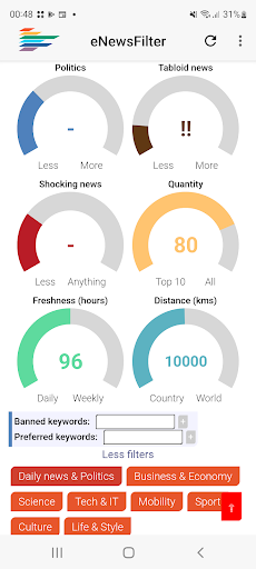 Android application eNewsFilter - Good news screenshort