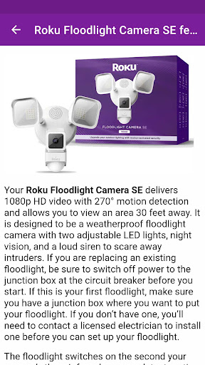 Android application Roku Smart Home Camera Guide screenshort