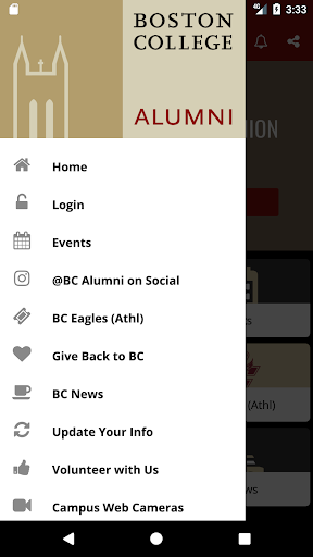 Boston College Alumni App Screen 2
