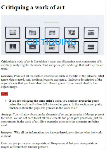 Android application How to Critique Artwork screenshort