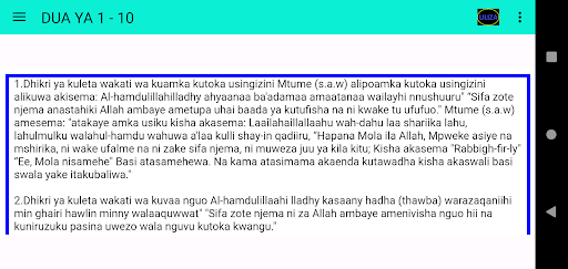 Android application Dua na Adhkar 120 za Mtume screenshort