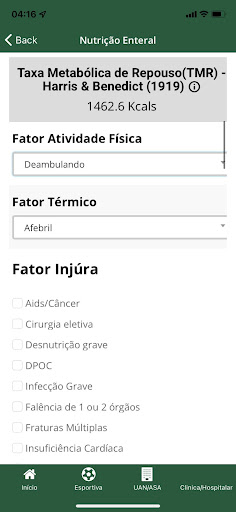 Android application Cálculos Nutricionais screenshort