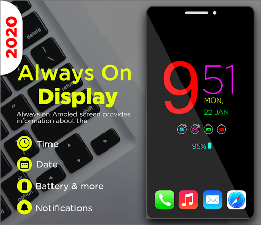 Android application Always on Display Clock Analog screenshort