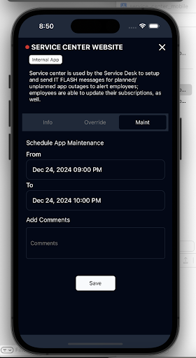 Screenshot of Application Health