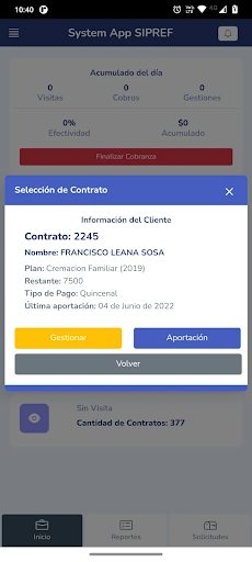Cobranza SIF Screen 2