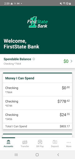 FirstState Bank Mobile Screen 2