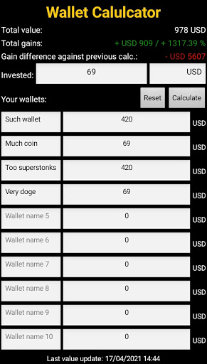 Wallet Calculator