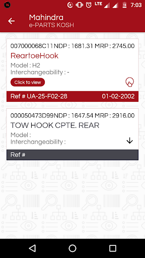 Mahindra e - PARTS KOSH Screen 3