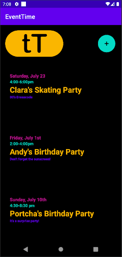 EventTime Screen 2