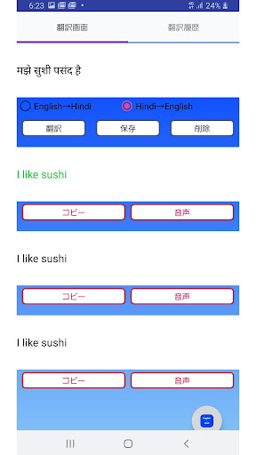 English to Hindi Translator Screen 2