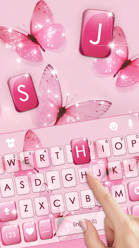 Pink Butterfly Keyboard Backgr Screen 2