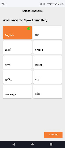 Android application Spectrum Pay screenshort