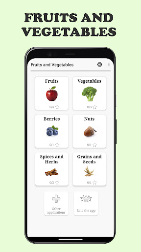 Android application Fruits and Vegetables - Quiz screenshort