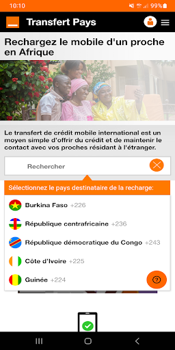 Transfert Pays Screen 2