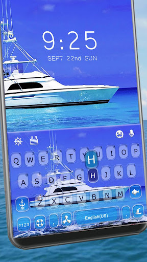 Android application Blue Sea Boat Keyboard Theme screenshort