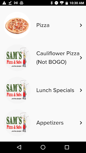 Android application Sam's Pizza and Subs screenshort