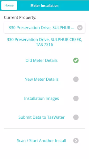 TasWater Meter Installation Screen 3