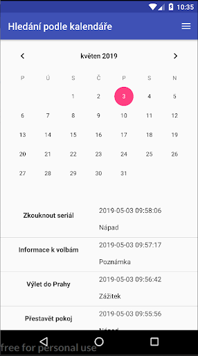 Diary for Android Screen 3