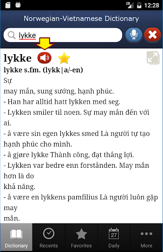 Norwegian-Vietnamese Dict. Screen 3