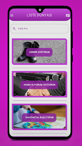 Android application Liste Dünyası screenshort