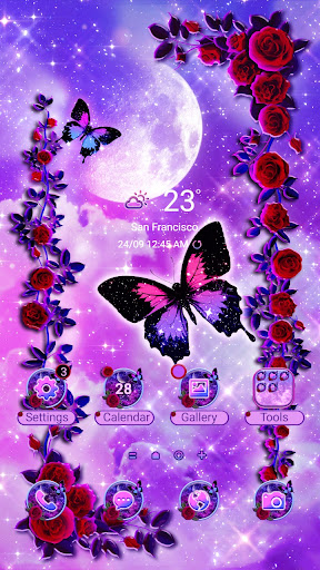 Android application Purple Sky Butterfly-Wallpaper screenshort