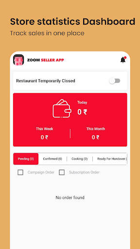Zoomfood Vendor App Screen 3