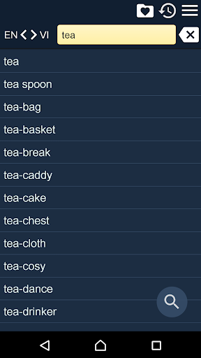 Android application English Vietnamese Dictionary screenshort