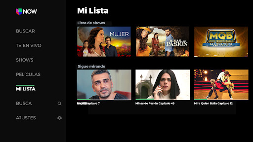 Screenshot of Univision Now: Live TV