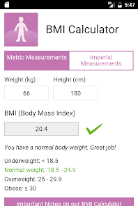 BMI Calculator - Metric and Imperial