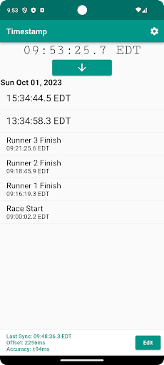 Android application Precise Timestamp screenshort