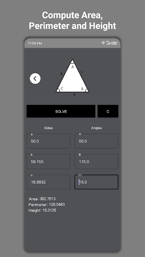 Triangle Calculator Screen 2