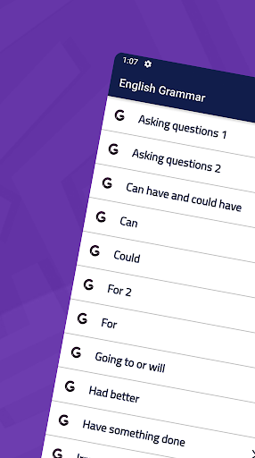 Android application English Grammar screenshort