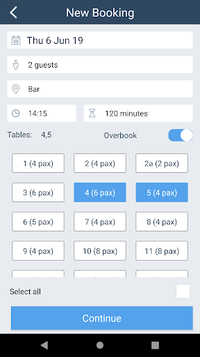 DinnerBooking Business Screen 2