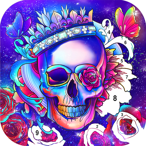 Skull Color by number Offline