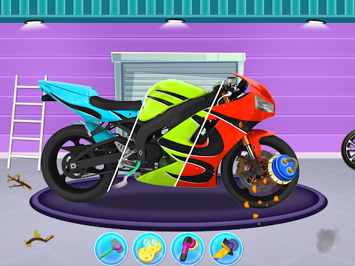 Power Washing Garage Bike Game Screen 2