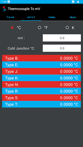 Thermocouple/mV Converter Screen 2