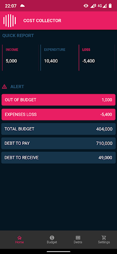 Android application Cost Collector screenshort