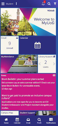 Android application MyUoB screenshort