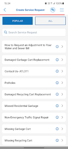 ATL311 Mobile App Screen 2