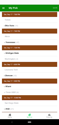 Android application College Football Survival screenshort