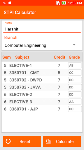 GTU D2D Admission STPI Calc Screen 3